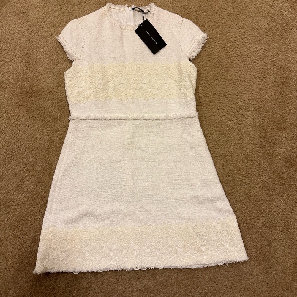 Zara Cream Textured Dress